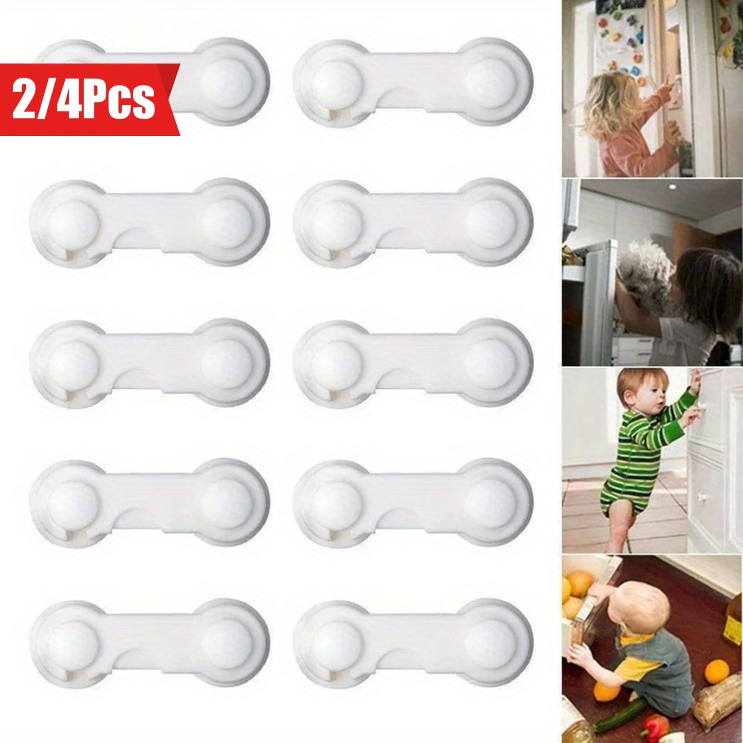 2-4 pieces of Child Safety Protector Set with Multi-functional Child Safety Locks for Cupboards, Cabinets, and Drawers