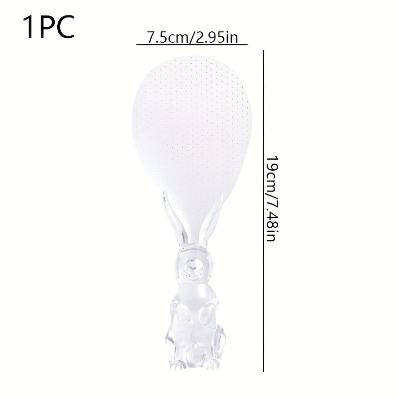 Transparent crystal spoon with rabbit design for rice cooking