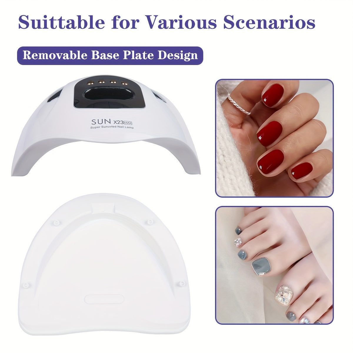 High-power LED nail light machine with 81 beads, automatic sensing function, 4-speed timer, and European plug for salon and home manicures. Perfect for beginners.