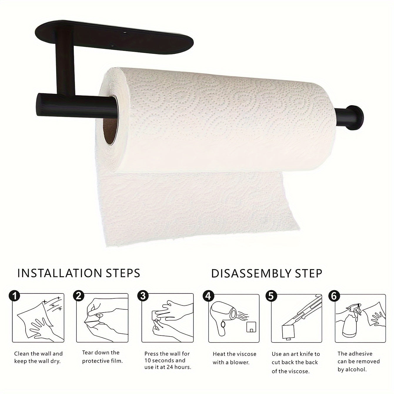 Revolutionary Paper Towel Holder for the Home - No Need for Drilling Holes, Convenient Wipe and Organize Rack for the Kitchen or Bathroom, Multi-functional Storage Solution