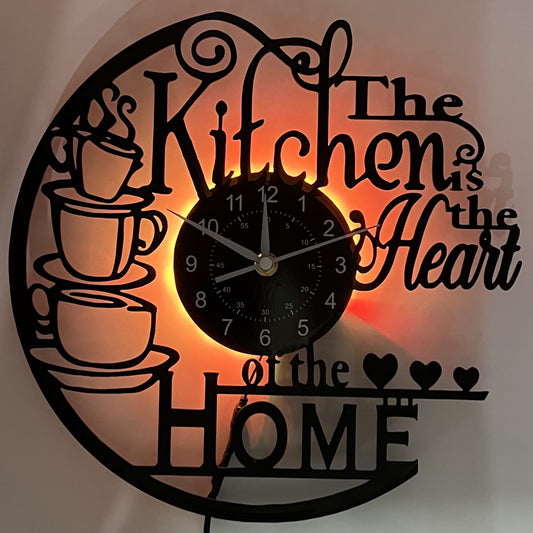 Vinyl Record Wall Clock in Black, Silent for Living Room, Bedroom, Kitchen, Office, Bar, Cafe, or Coffee Shop.