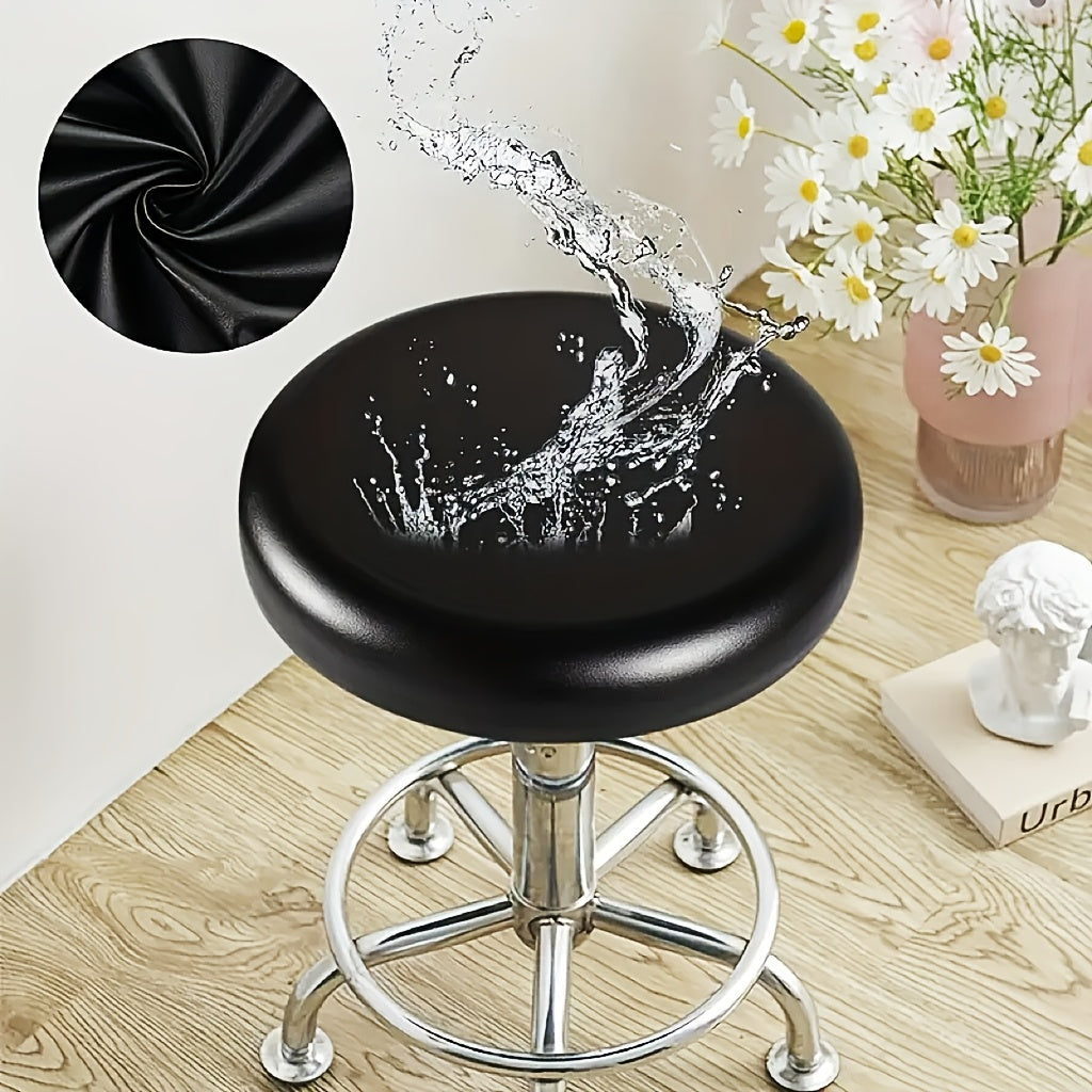 Faux leather stool cover for bar chairs, waterproof and elastic, made of professional PU material. Suitable for beauty workers with normal hair styles.