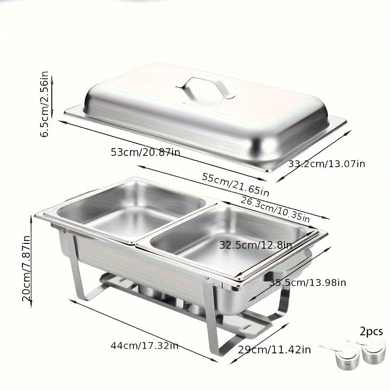 Durable Stainless Steel Buffet Warmer Set: Easy to Clean, Space-Saving Design for Restaurants, Food Service, and Home Entertaining - Perfect for Christmas, Halloween, Easter, Hanukkah, and Thanksgiving Gatherings