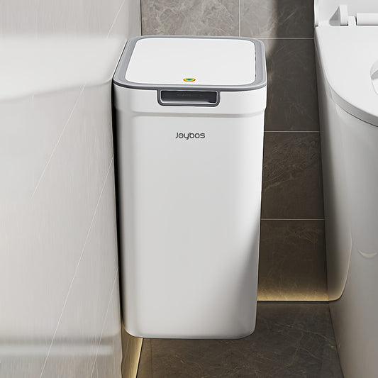 Joybos Wall-Mounted Bathroom Trash Can saves space and seals in odors while remaining touchless.