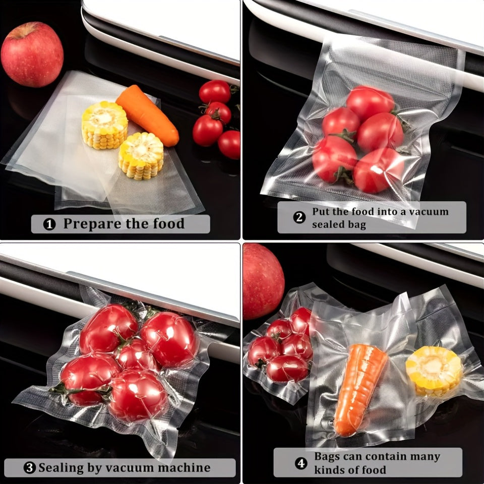 No Electricity Needed: Multipurpose Pre-Cut Vacuum Sealer Rolls for Food Storage, Plastic Sous Vide Bags, BPA-Free, Perfect for Meal Prep, Food Preservation & Cooking, Essential Kitchen Accessories - 4 Pack