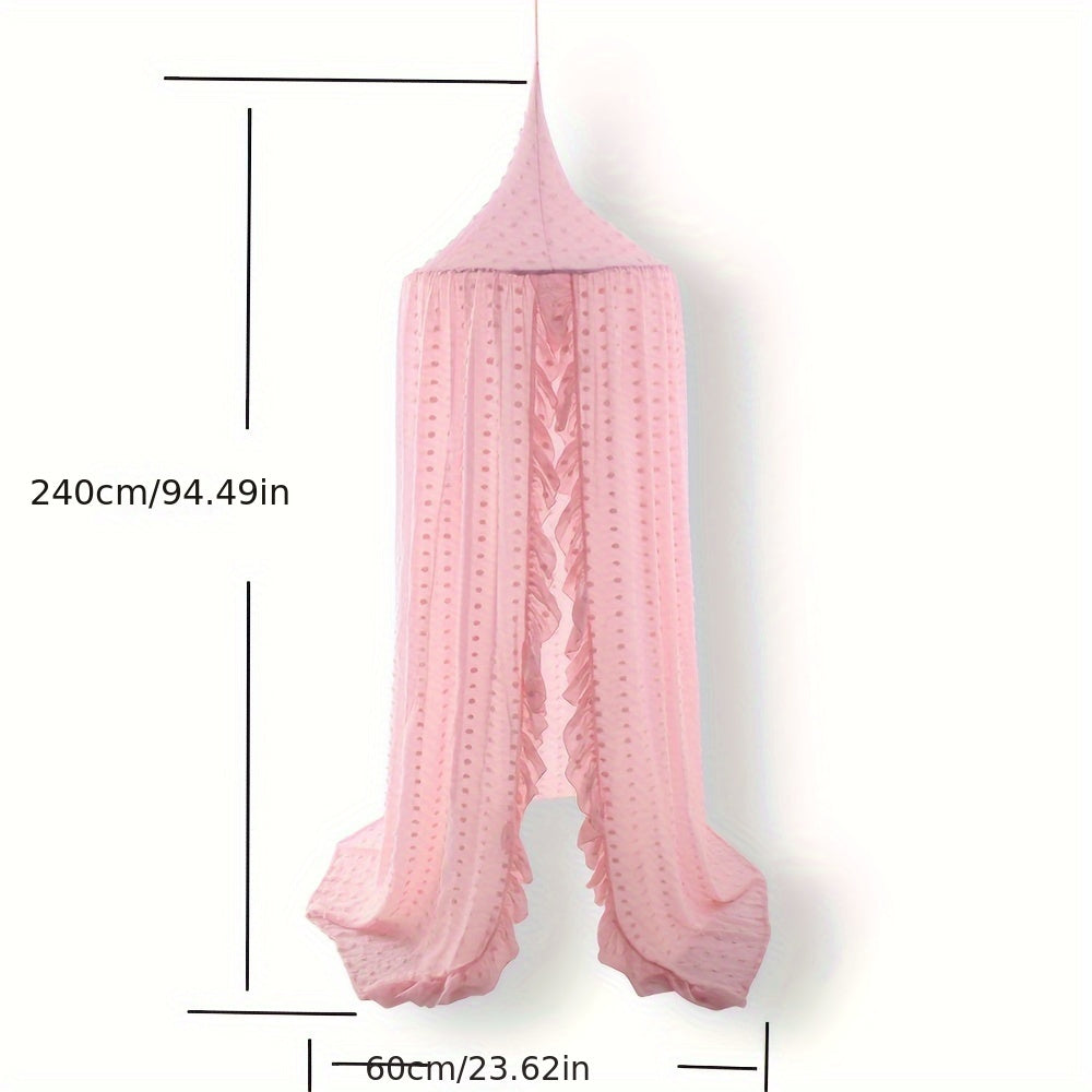 1pc Lace Crib Curtain Chiffon Mosquito Net Tent for Kids' Reading Nook or Crib Bed, Princess or Prince Round Dome Hanging Netting Curtains for Children's Bed.