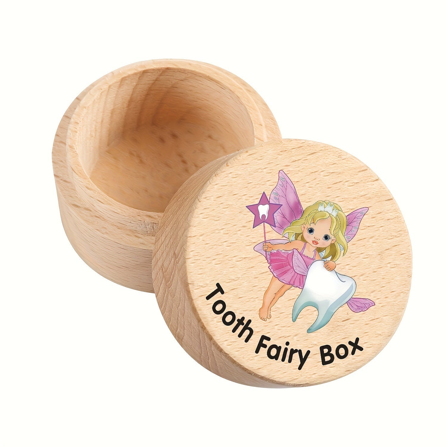 Adorable Wooden Tooth Fairy Box - A Special Place to Keep Girls' Lost Teeth, Bright Souvenir Holder, Tooth Fairy Keepsake Box, Tooth Dropped Organizer.