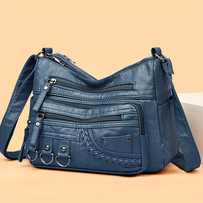 2023 New Fashion Mom Bag: Women's Casual Messenger Bag with Adjustable Strap, Large Capacity and Trendy Sewing Thread Detail.