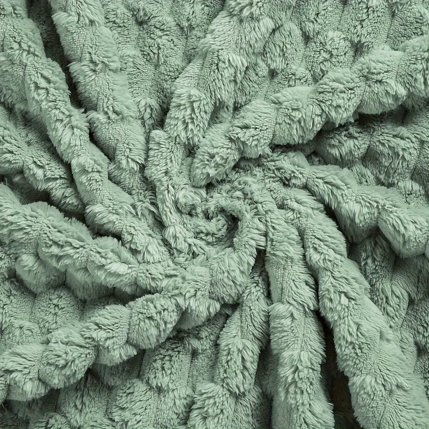 Soft and Lightweight Sage Green Fleece Throw Blanket - 300gsm, Cozy with Stylish 3D Clouds Jacquard Design Perfect for All Seasons