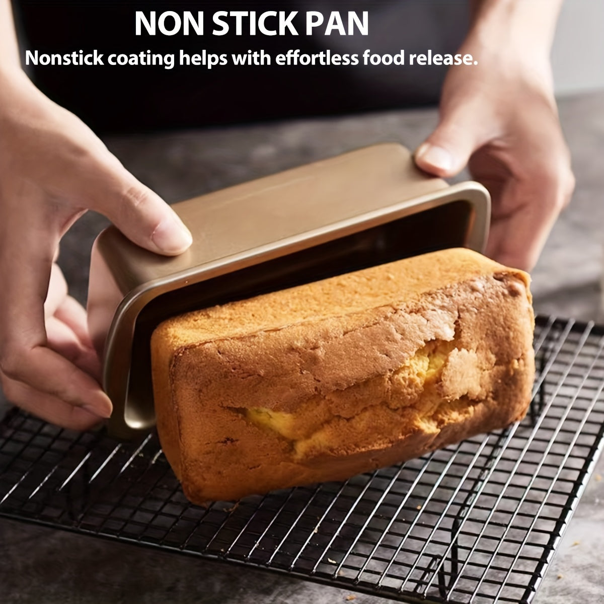 Best for Christmas and Thanksgiving, this nonstick loaf pan is made of rectangle carbon steel for baking bread in the kitchen. Featuring easy grips handles, it is perfect for making homemade cakes, breads, meatloaf, brownies, and pound cakes. Available