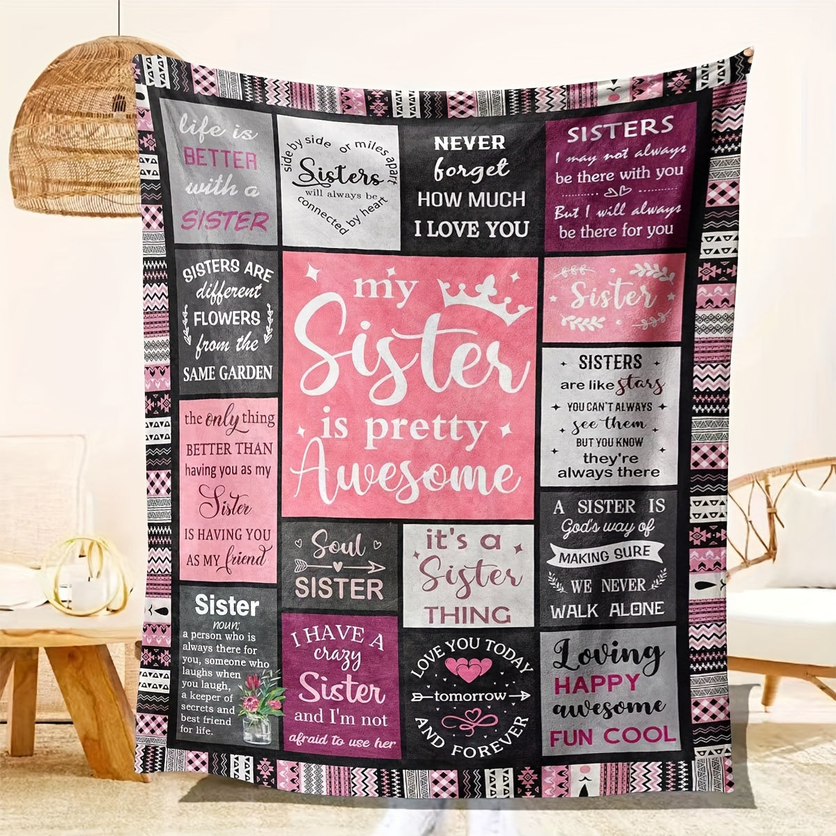 Gifts for Sisters: Sister Birthday Gifts, Best Friend Birthday Gifts for Women; Blanket for Little Sister - Perfect for Christmas and Thanksgiving; Big Sister Gifts for Bed, Couch, or Chair