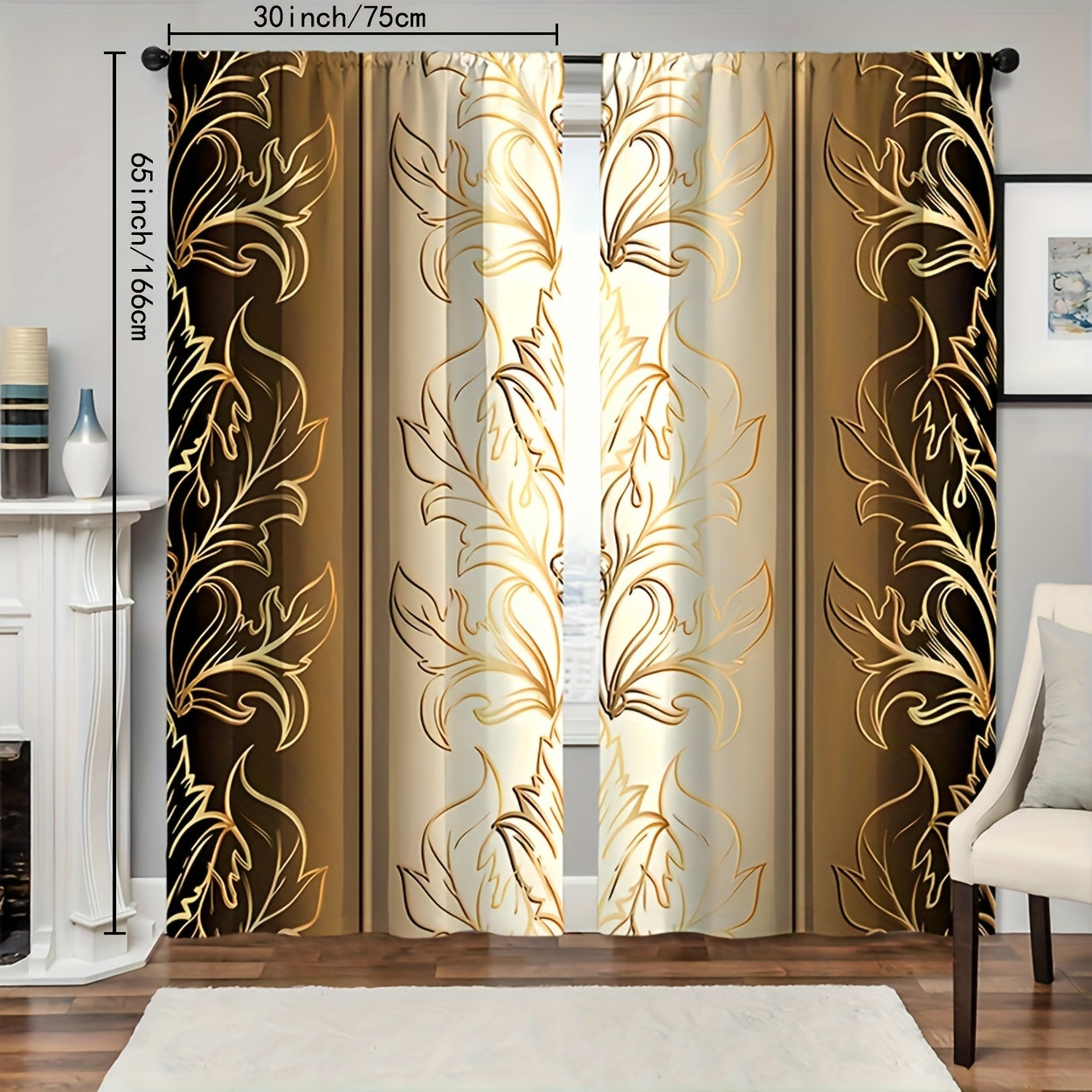 Two pieces of leaf print curtains with rod pocket, perfect for adding a decorative touch to your bedroom or living room. Enhance your home decor with these window treatments that are designed to bring a stylish flair to any room.