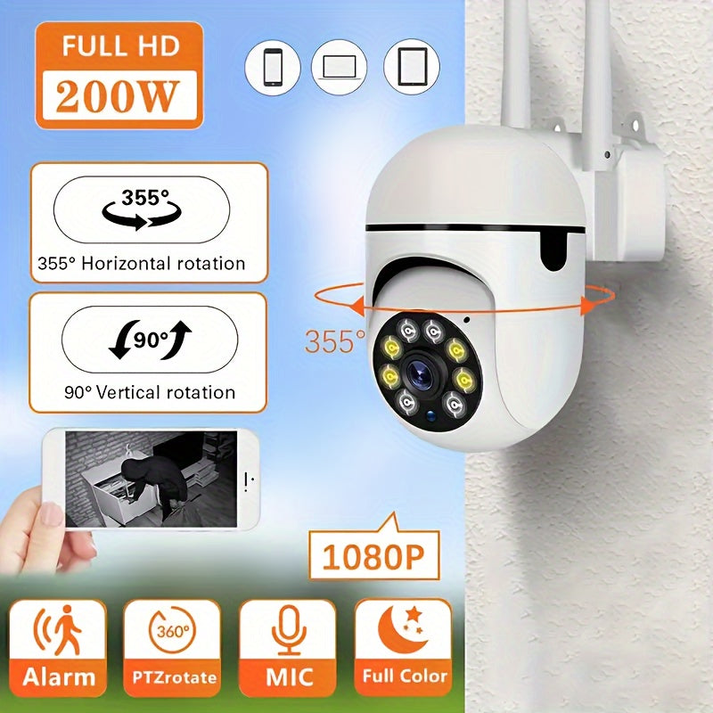 The WIFIAI Intelligent Human Tracking USB Camera offers HD wireless security with motion detection and alarm push. It also features video monitoring, remote control viewing, and pan tilt bidirectional audio. This outdoor camera is not waterproof, but is