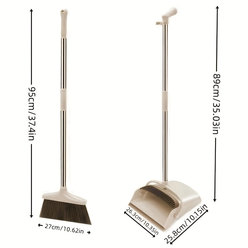 Space-Saving Folding Broom and Dustpan Set, Perfect for Living Room and Hard Floors, Convenient Storage, Effortless Cleaning with Innovative Design