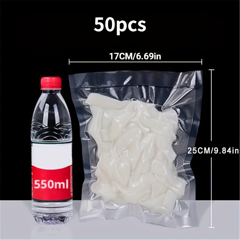 Embossed Vacuum Sealed Food Storage Bag with Transparent Design, Made from Space-Saving Plastic Material, Requires No Electricity, Compatible with Vacuum Preservation Machine for Food Packaging.