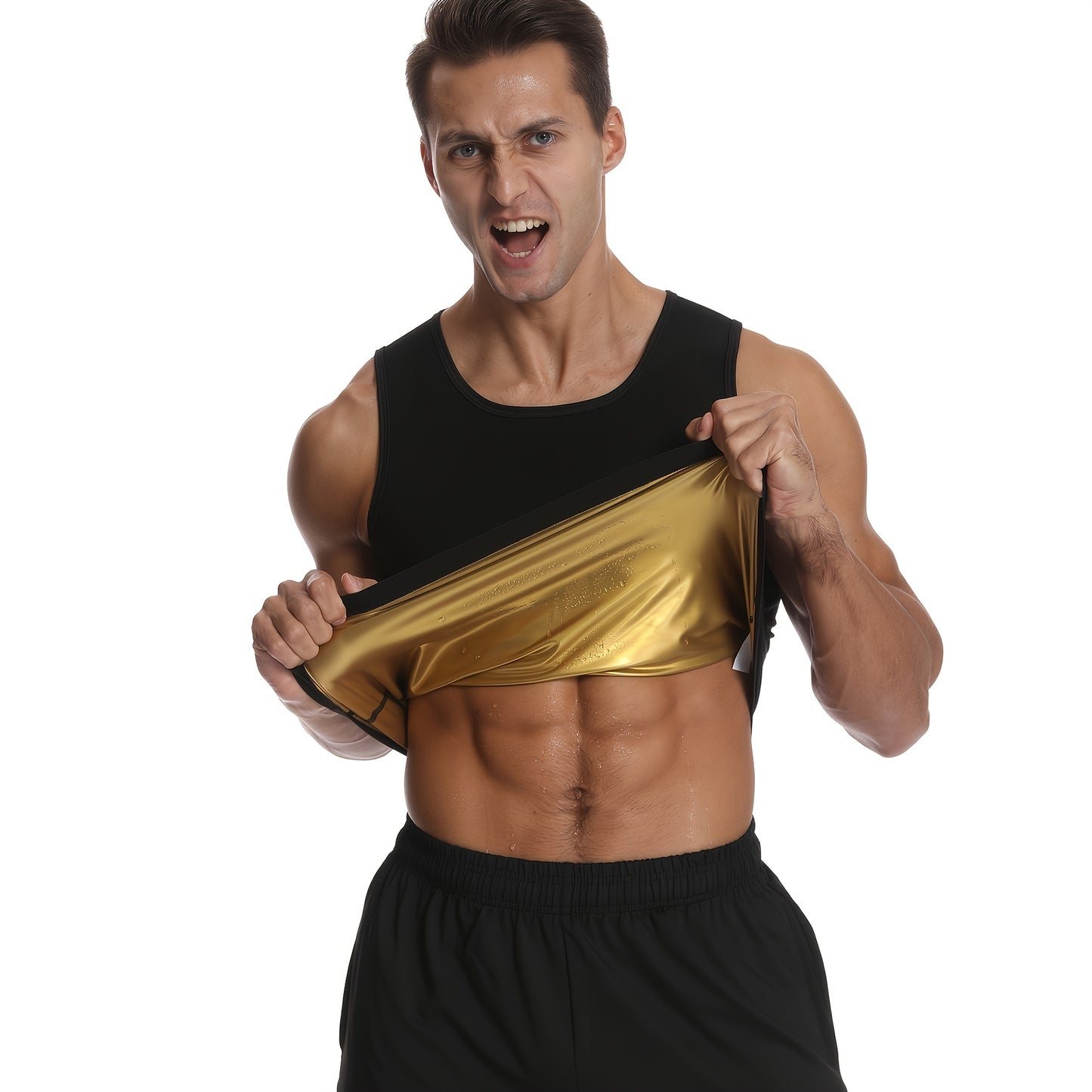 Men's sauna sweat shaping sports clothes for fitness training slimming sportswear.