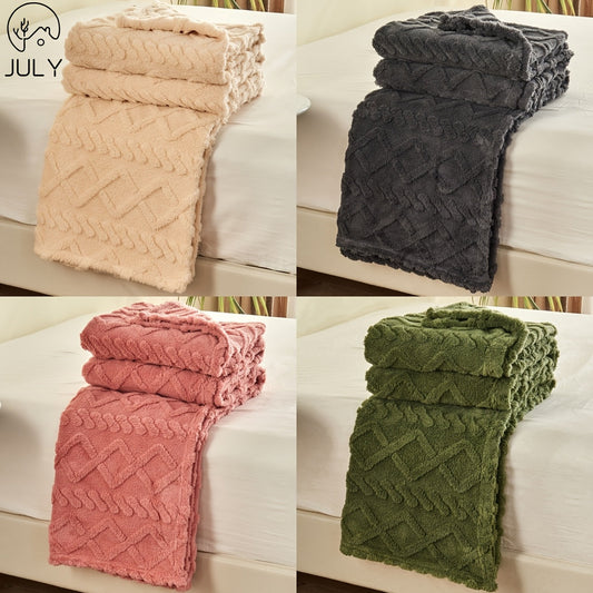 Luxurious Ultra-Soft Fleece Blanket - Plush 3D Texture, Thick Weave for Added Warmth, Ideal for Bed, Sofa, Travel & Outdoor Activities - Versatile, Easy to Clean, Variety of Colors, Cozy Flannel Throw, Perfect for Air-Conditioned Spaces