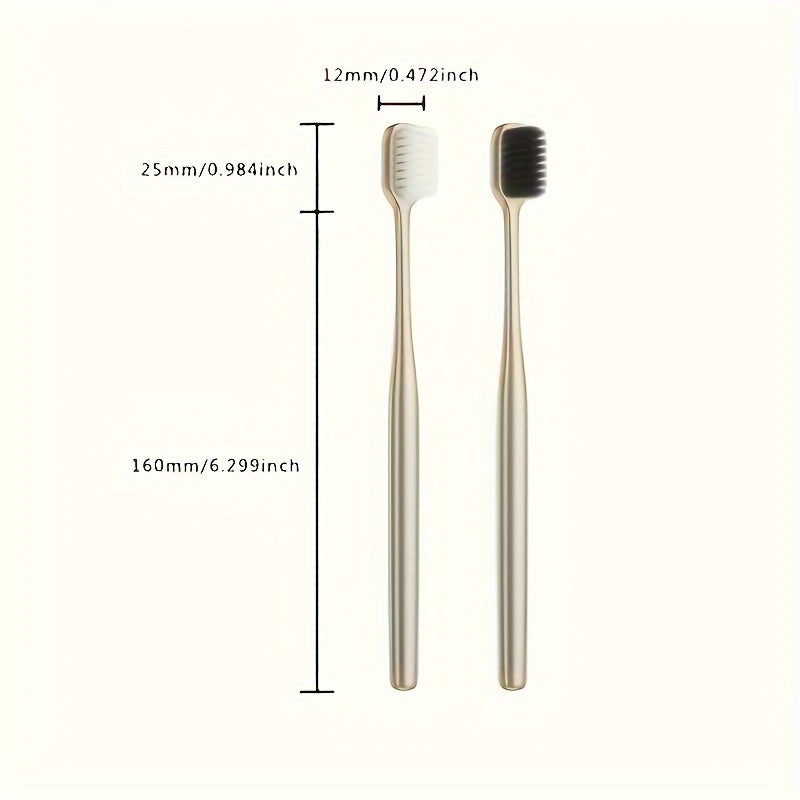 High-end gold and silver plated toothbrush with bamboo charcoal fiber bristles for deep cleaning oral care; individually packaged for couples or adults.