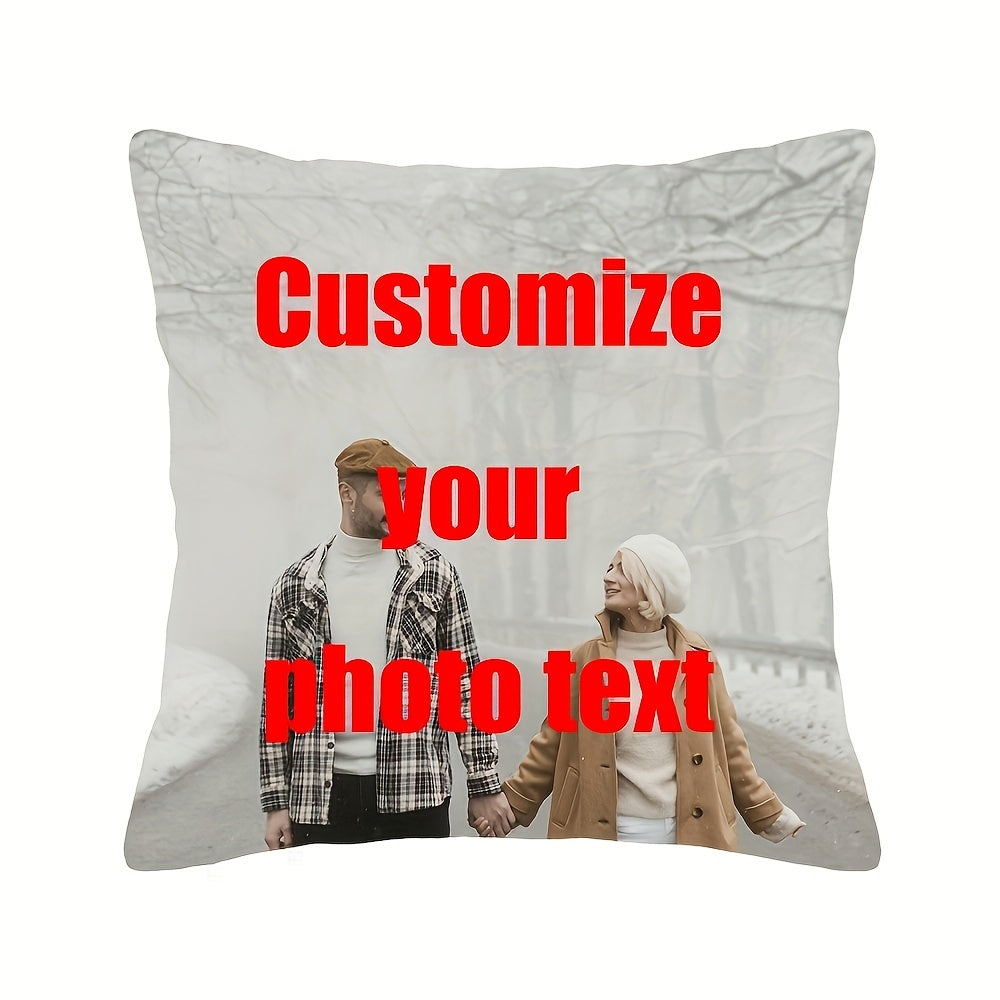 1pc of Custom Photo Pillowcase with Single-Sided Print, Personalized Cushion Cover made of Polyester Fabric - Perfect for Wedding, Family Photos, Valentine's Day, and Anniversary Gifts. Filling Not Included.