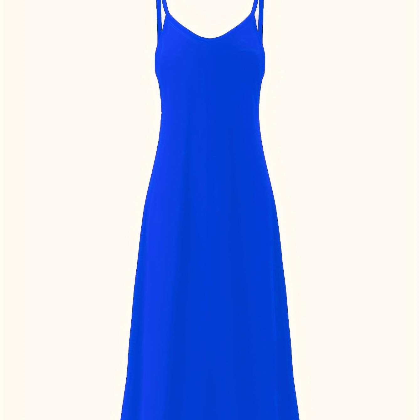 Sleeveless shoulder-baring lounge dress for women, with adjustable straps and flowing skirt. Made of comfortable knit polyester fabric, machine washable.