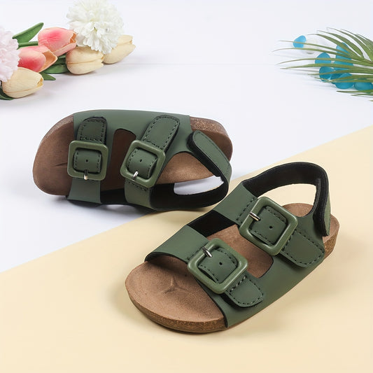 Fashionable youngsters' all-match slippers with adjustable size, comfortable sole, and soft upper in military green, black, gray, beige, dark blue, earth yellow, and brown.