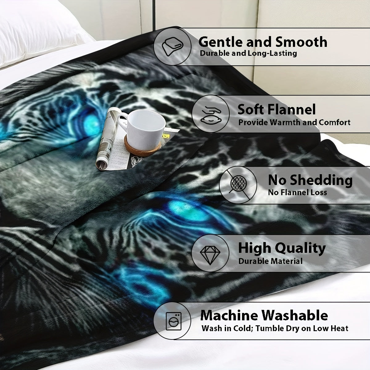 Stay warm and comfortable with our cozy animal-themed flannel throw blanket. Ideal for couches, beds, offices, and car naps, this soft and warm blanket is perfect for all seasons. It makes a great gift idea and can be used for air conditioning or as a