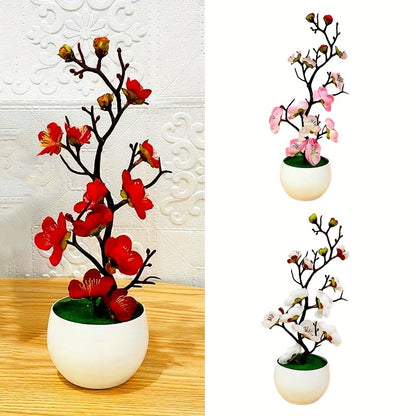 1 artificial plum potted plant for weddings and decorations in various settings.