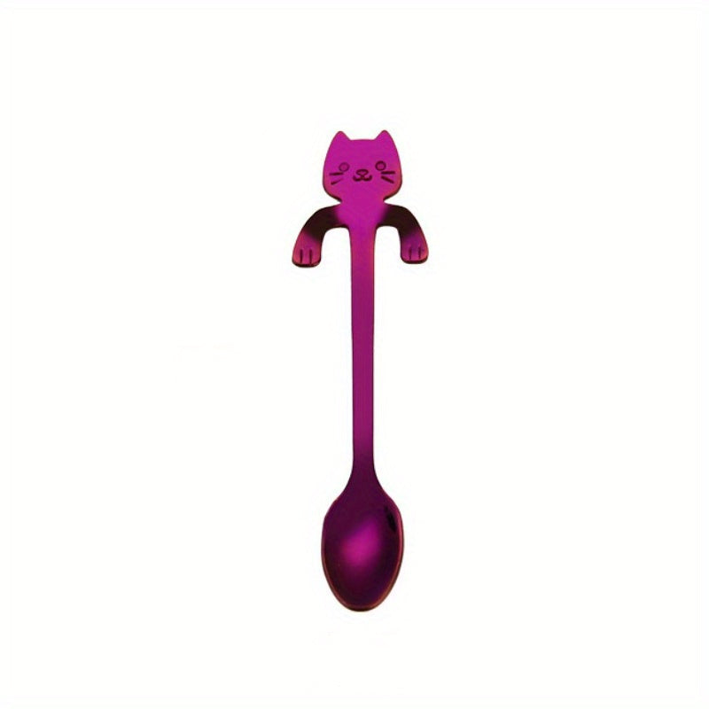 Adorable Cat-Shaped Stainless Steel Coffee Spoon for Desserts and Snacks, perfect for serving ice cream.