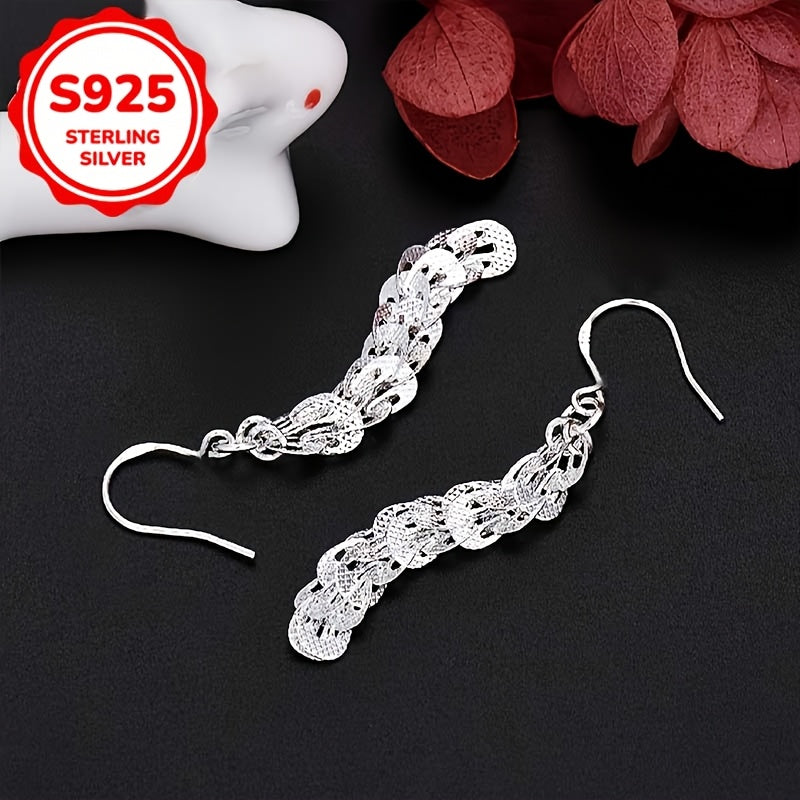 LULUBRO S925 Sterling Silver Elegant Boho Style Feather Dangle Earrings with Hypoallergenic Ear Hooks. Perfect for daily wear or festivals, as well as women's date night or party jewelry. Makes a wonderful Valentine's or birthday gift, weighing 4g.