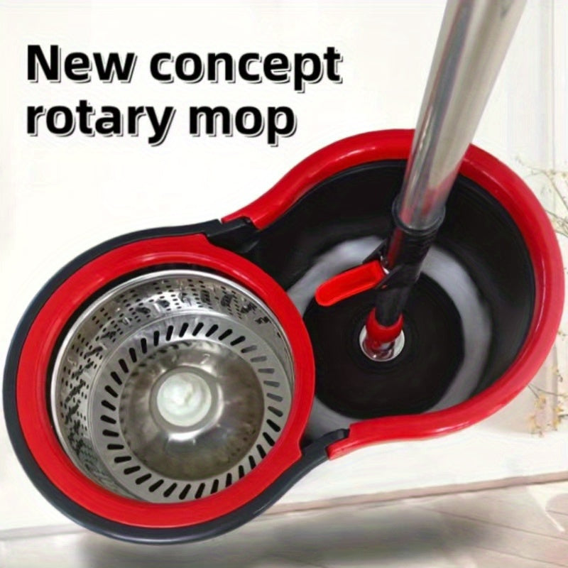 Innovatsion Qo'l Bilan Ishlatilmaydigan Yuvish Spin Mop burilish mexanizmi va qulay chelak tizimi bilan jihozlangan. U 360° aylanuvchi mop va samarali pol tozalash uchun maxsus ishlab chiqilgan ikki mikro tolali mop almashtirish boshini o'z ichiga oladi.