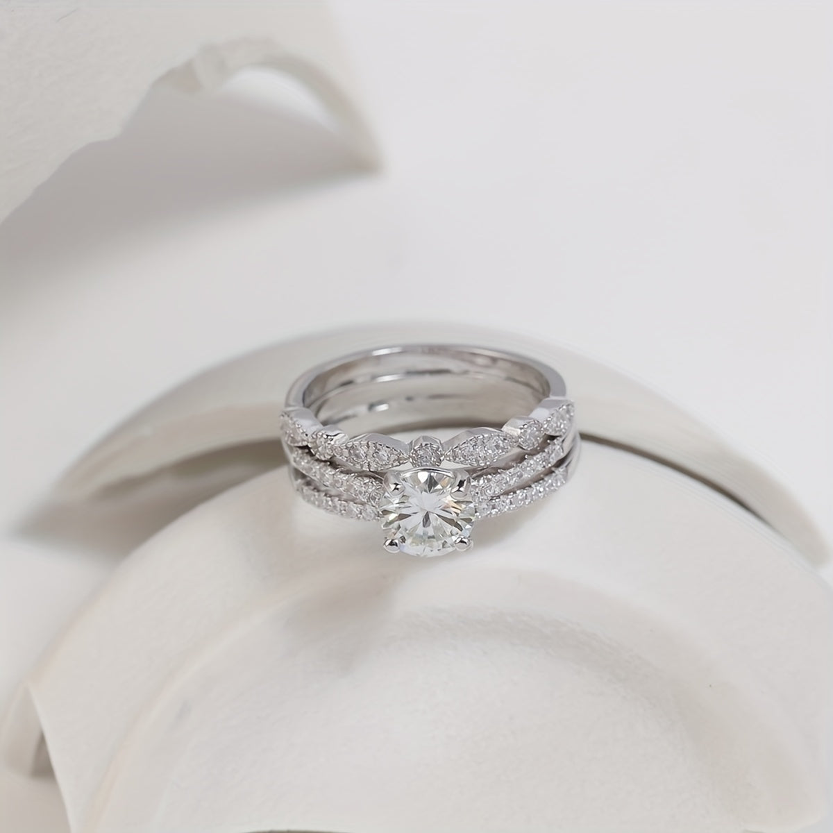 Pick one of these high-quality 925 sterling silver stacking rings with inlaid 1ct, 2ct, or 3ct moissanite for your engagement or wedding. Choose between silvery or rose golden options, each comes with a certificate and gift box.