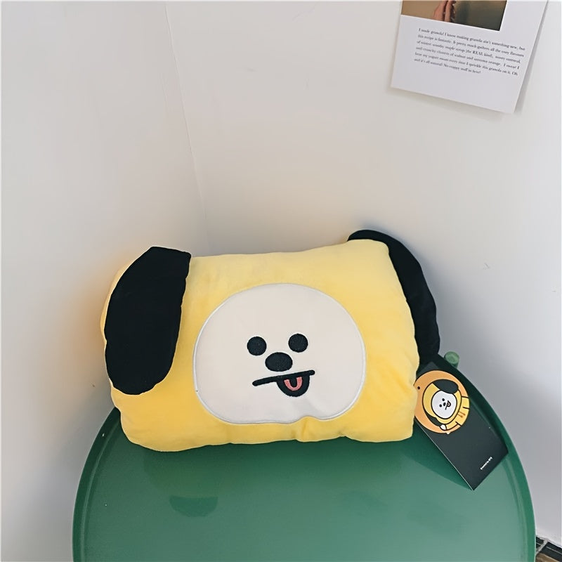 1pc Cute Cartoon Plush Toy - Foldable Hand Warmer & Pillow, Washable Polyester, Great for Home, Office, Travel, and Gifts.