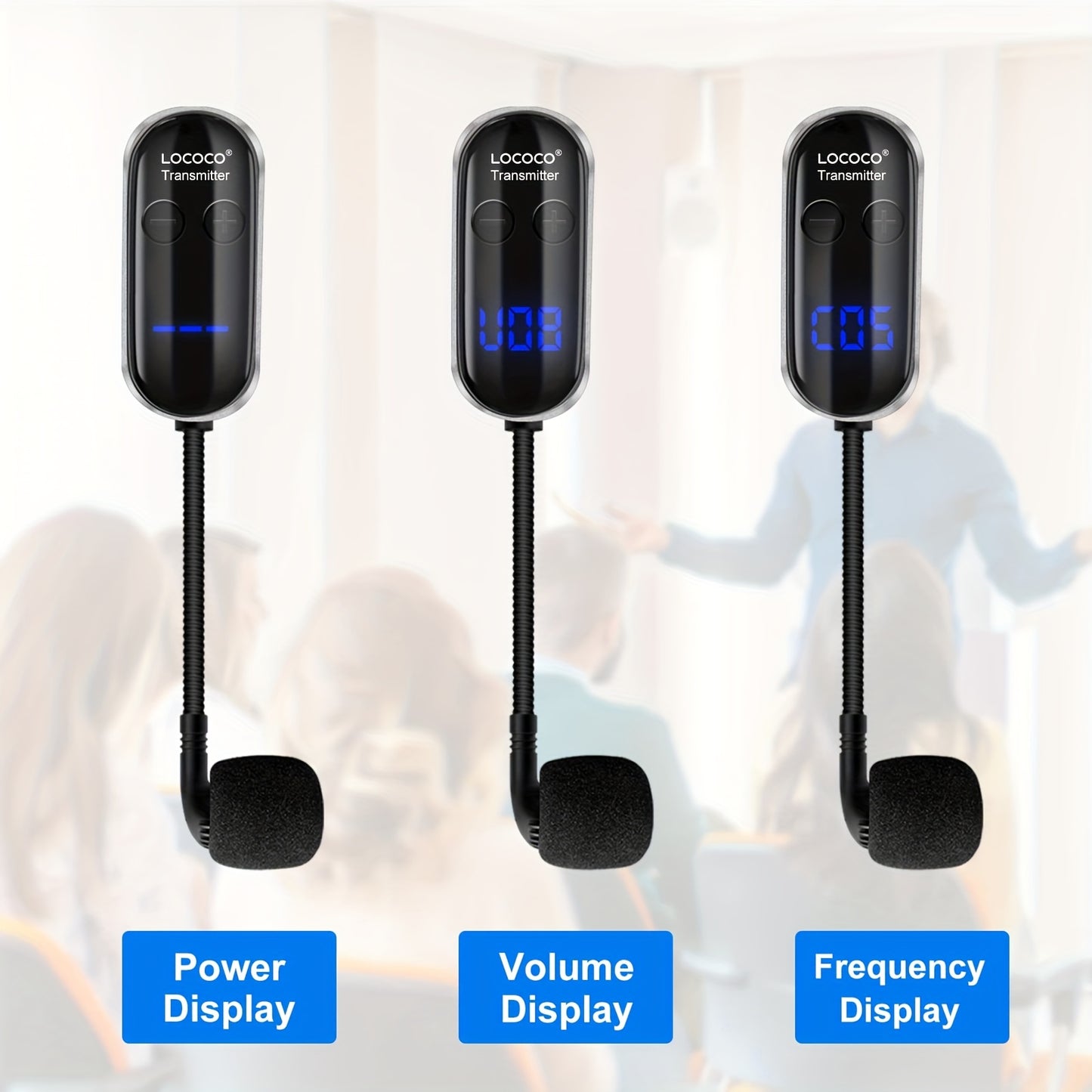 Wireless UHF Microphone Headset with LED display for voice amplification and events.