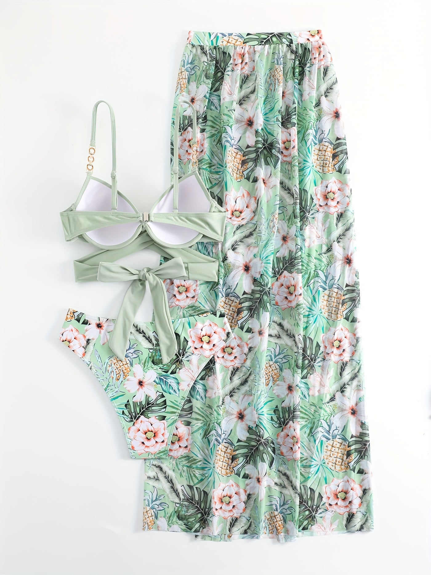 Green Flower Split Swimsuit