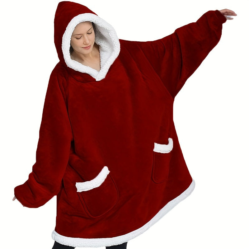 Stay cozy in style with this oversized sweater hoodie winter pajamas, blanket sweatshirt. Featuring a hooded design and convenient pocket, this wearable blanket hoodie is perfect for both men and women.