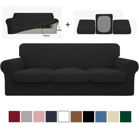 Modern Minimalist Elastic Sofa Covers in 2pcs/3pcs/4pcs with Cushion Covers, Dustproof & Cat Claw Resistant, Ideal for Home, Bedroom, and Living Room.