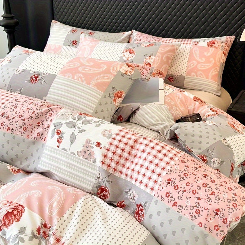 Soft and skin-friendly, this Pink Patchwork Print Quilt Cover Set is made of Polyester Microfiber Brushed Fabric. Perfect for bedroom and guest room decor, this set includes 1 quilt cover and 1 or 2 pillowcases (coreless). Complete your home furnishings