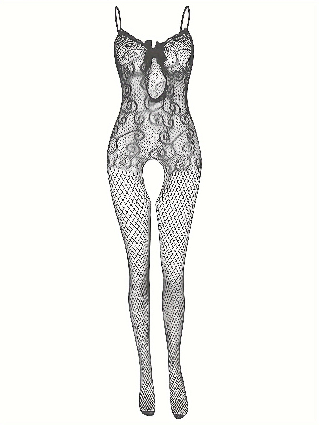 Mesh sleeveless bodystocking, women's lingerie set.