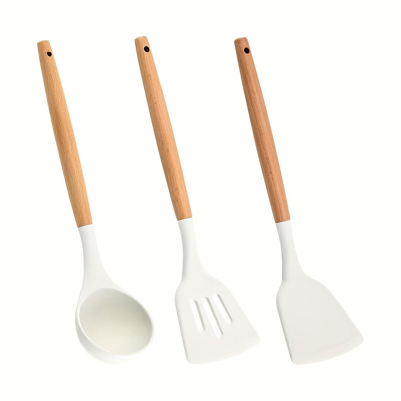 Silicone Spatula with Wooden Handle - Ideal for High Temperatures, Non-Stick Cooking