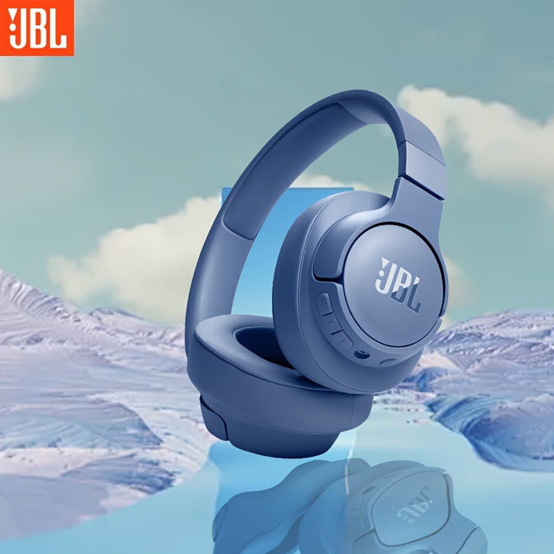 JBL TUNE 720BT Over-Ear Wireless Headphones with sound isolation, volume control, condenser mic, 3.5mm jack. Non-waterproof plastic design for phone, sports, exercise. Long battery life