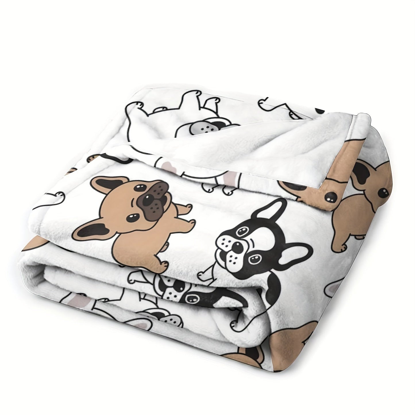 Cozy up with this adorable French Bulldog Flannel Blanket! Perfect for all seasons, this blanket is tear-resistant and stain-resistant for long-lasting durability. With a playful dog design and mixed colors, it's a versatile addition to your bed or sofa.