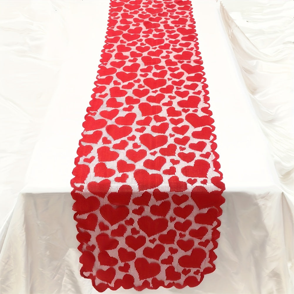 Valentine Heart lace table runner for home decoration.