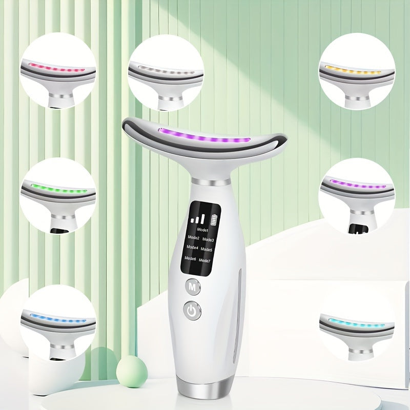 Rechargeable USB Facial and Neck Massager with 7 Modes, Ideal Gift for Women