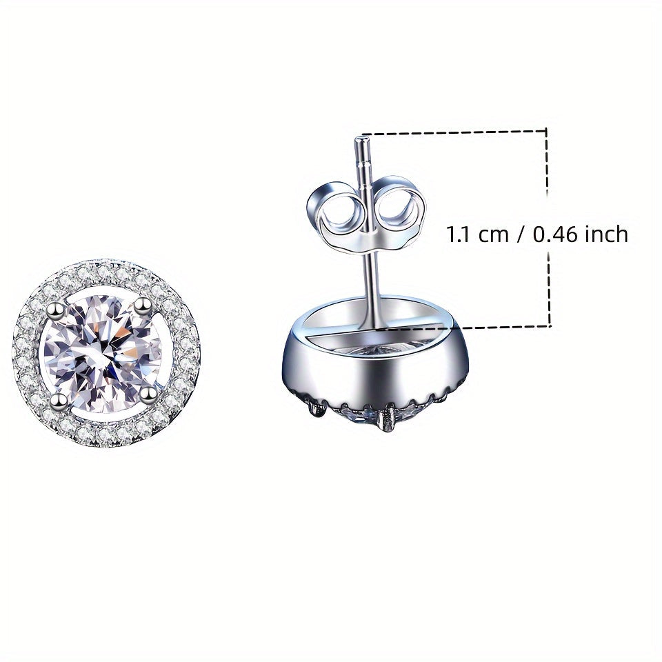 Set of 4 Moissanite Earrings (1ct each)*2, 1ct Moissanite Ring, and 3ct Moissanite Necklace in 925 Sterling Silver. Available in Multiple Colors with Gift Box