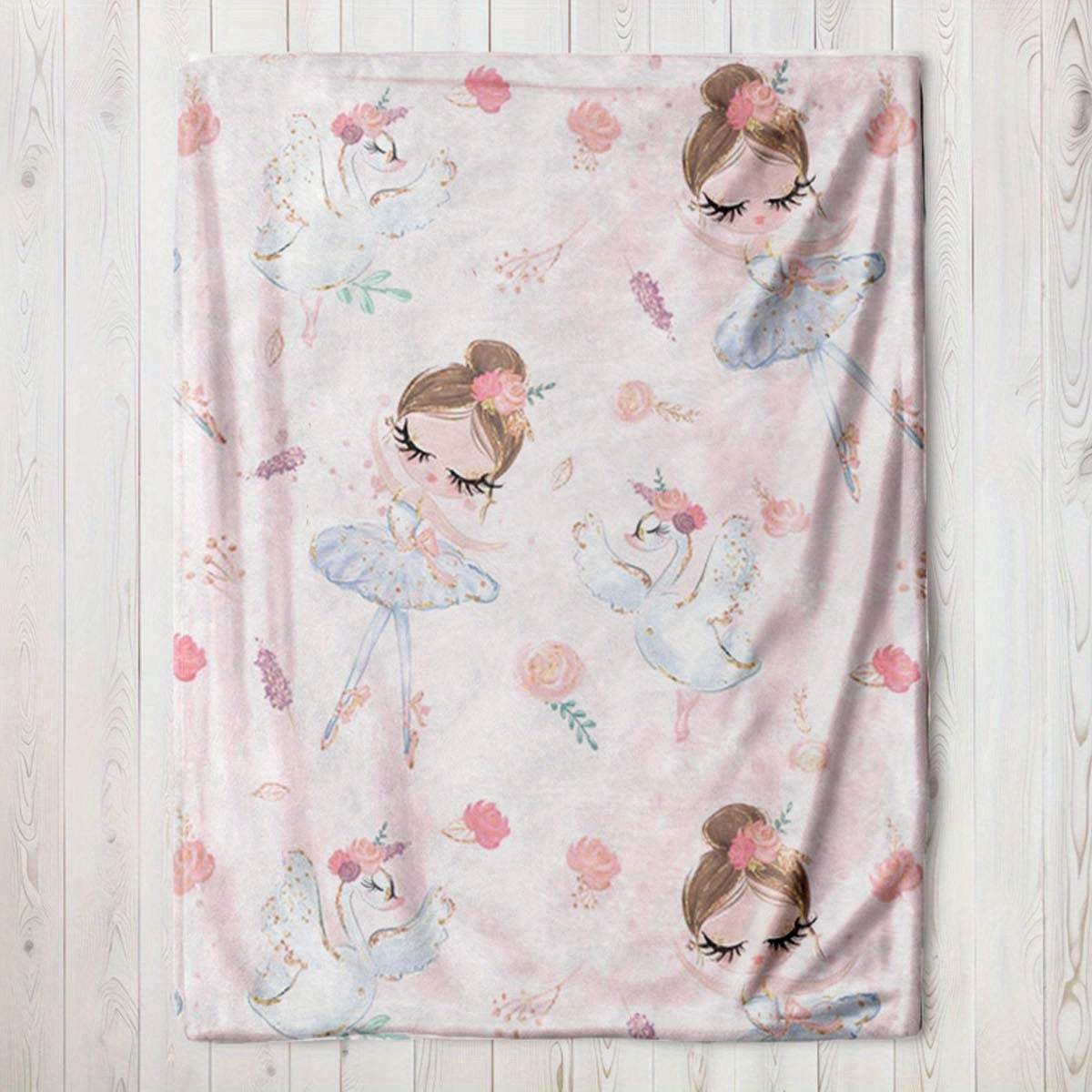 Soft and cozy, this charming ballet dancer cartoon pattern flannel throw blanket is perfect for all seasons. Whether you use it on the sofa, in the office, or on the bed, this versatile nap blanket is sure to keep you warm and comfortable. Made with