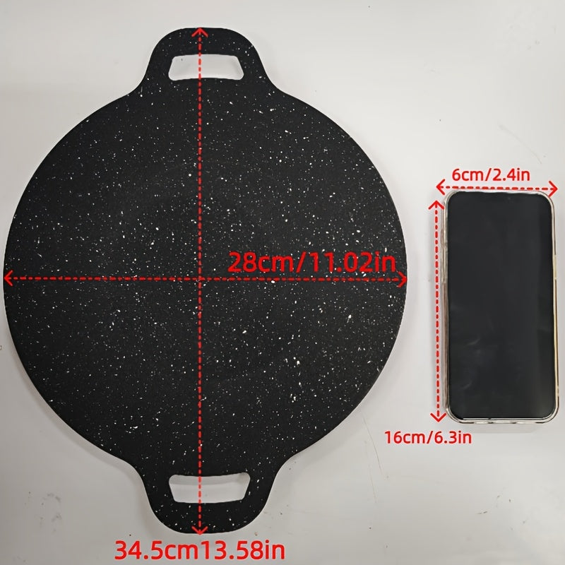 Large Non-Stick BBQ Grill Pan, 34.01x27.99cm - Indoor & Outdoor Teppanyaki Plate, Gas & Induction Stove Compatible for Camping and Home Cooking.