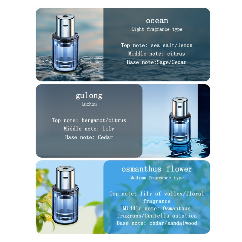 High-end automatic air freshener for vehicles and home, compatible with essential oils and perfumes, quick dispensing for freshness.