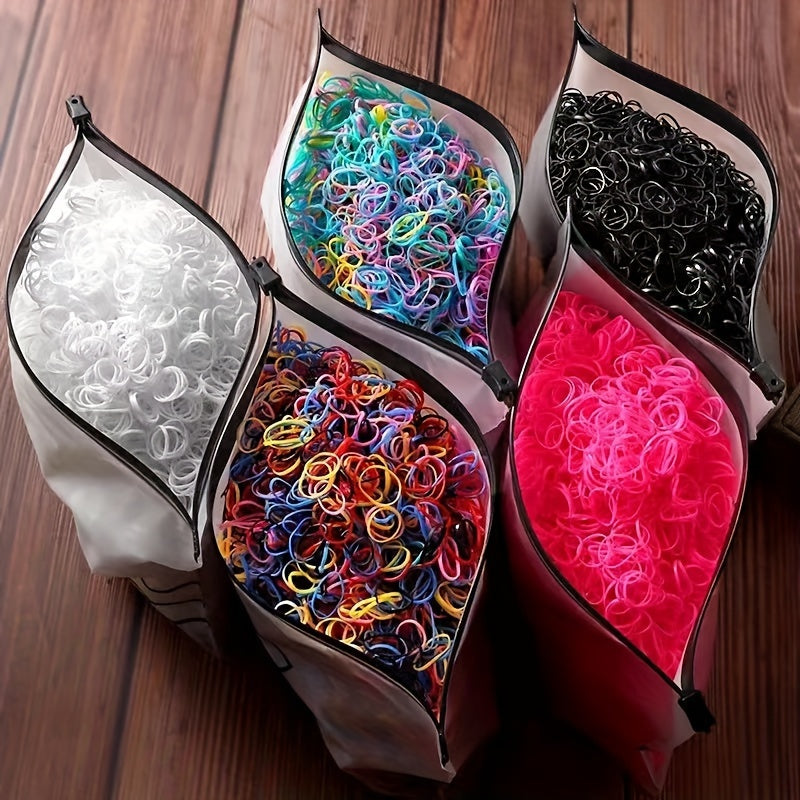 1000pcs of Disposable Rubber Bands in Color Series for Girls' Casual Hair Styling