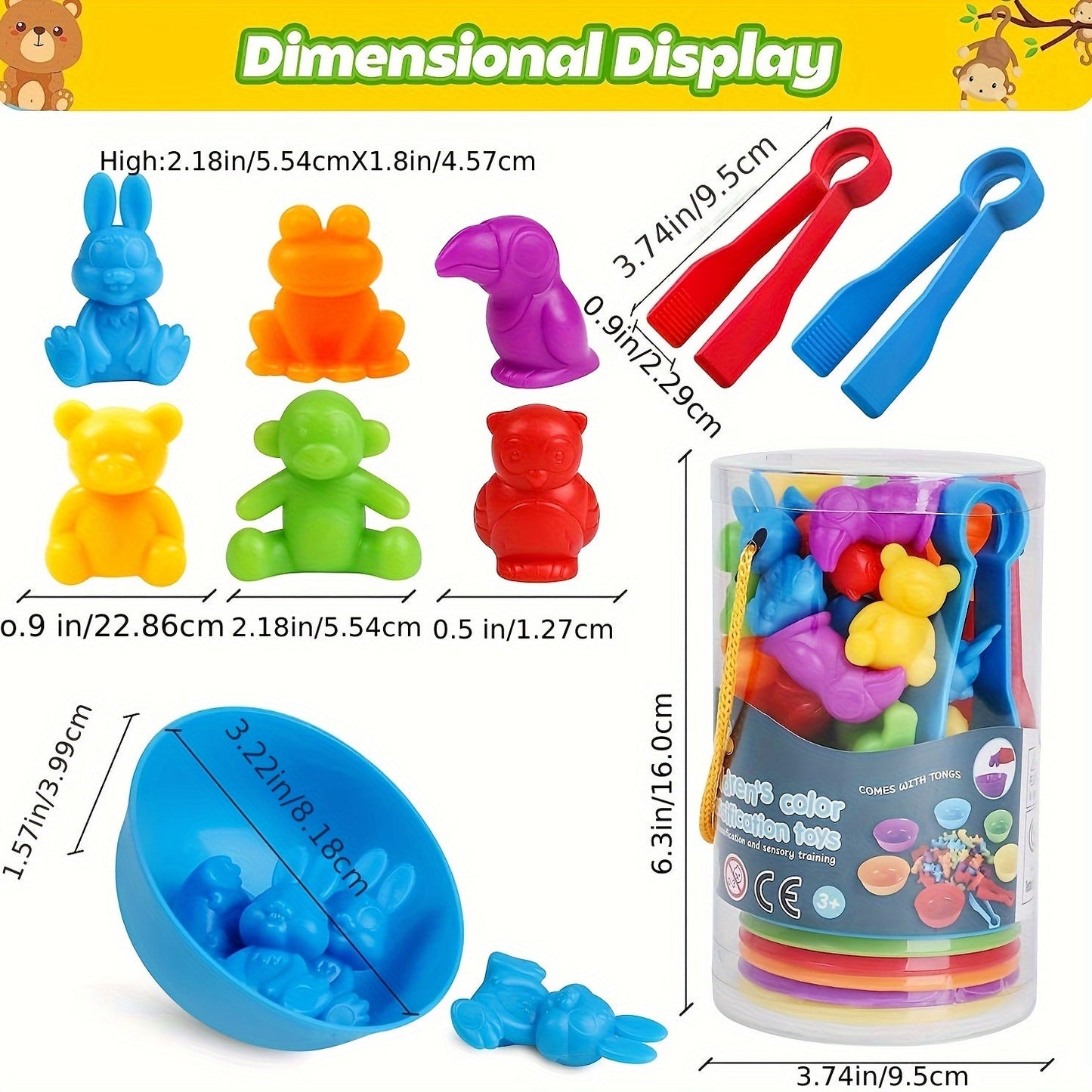 1-Piece Preschool Educational Toy Set - Includes STEM Development Counting & Matching Games and Sorting Bowls for Kids - Made with Durable Plastic Material, Perfect for Christmas, Halloween, or Holiday Gifts.