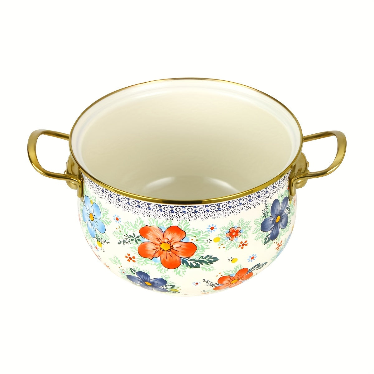 Enamel Soup & Stew Pot with Dual Handles - High-Quality Cookware for Gas & Induction Stoves, Ideal for Family Gatherings & Special Occasions - Includes Clear Lid for Easy Viewing